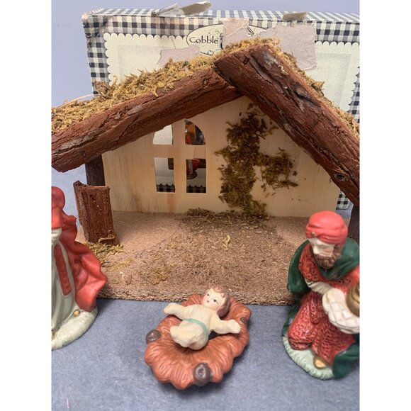 Vintage Cobble Creek Nativity Scene Figurine Set with Stable - Picture 15 of 16